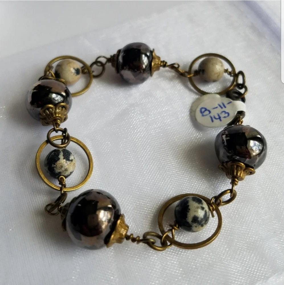 Genuine Gemstone Mixed Media Bracelet - Handmade NWT - Picture 8 of 8